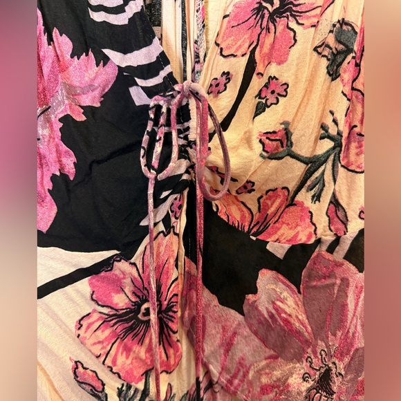 Free People Floral Hot Tropics Halter Sleeveless Boho Tank sz L - Picture 5 of 10